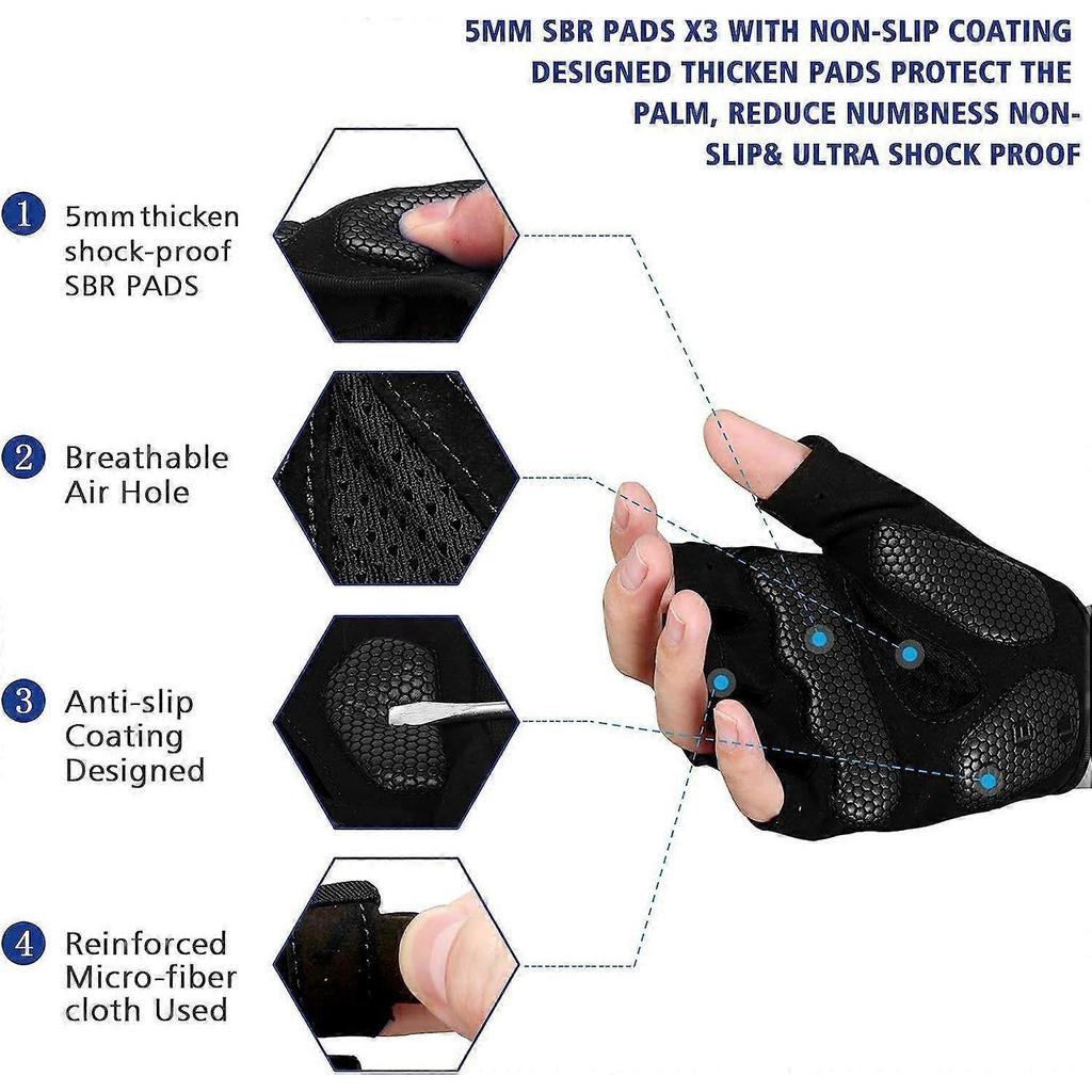 Cycling Gloves,Half Finger Biking Glove MTB DH Road Bicycle Gloves Gel Pad Shock-Absorbing Anti-Slip Breathable Motorcycle Mountain Bike Gloves Unisex
