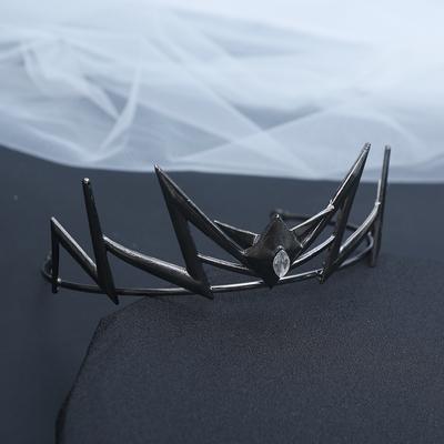 1pc Exquisite Gothic Geometric Spiked Crystal Hair Crown Accent Fantasy Royal Design Perfect Weddings Cosplay Elegant Headpiece