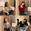 Temperament Fake Two U-Ausschnitt Slim Fit Strickpullover Basispullover für Damen