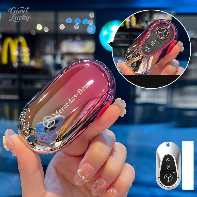 CQR1 Fashion TPU Car Remote Key Case Cover Keychain For Mercedes Benz A C E S G Class GLC CLE CLA GLB GLS W177 W205 W213 W222 X167AMG