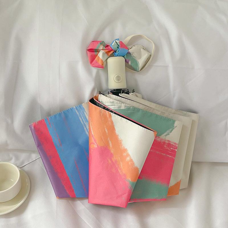 Instagram Style Sun Umbrella For Both Rain And Sunshine, Strawberry Rabbit Women'S Uv Resistant Fully Automatic Triple Fold Umbr