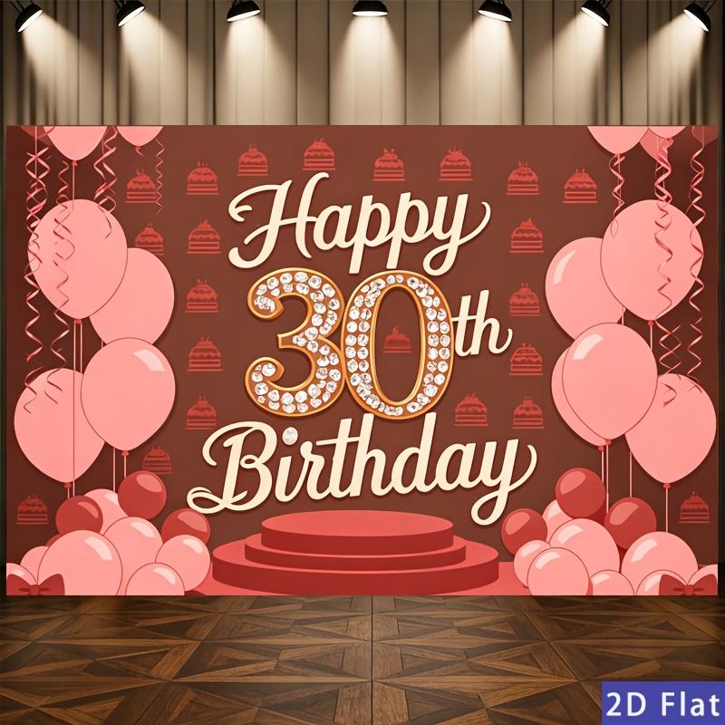 2D plane, 1 piece of pink and brown 30th anniversary diamond balloon cake pattern