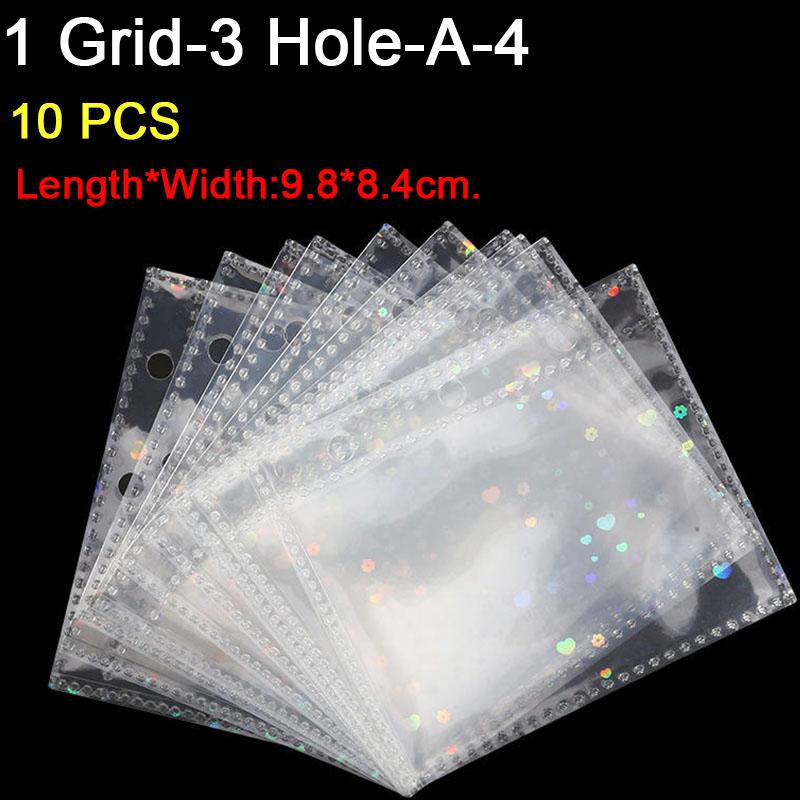 10PCS Inner Page Photocard Binder Multi-Pockets Kpop Sleeves Photo Album Page Idol Photo Card Protector Book 1/4 Grids 3/6 Holes