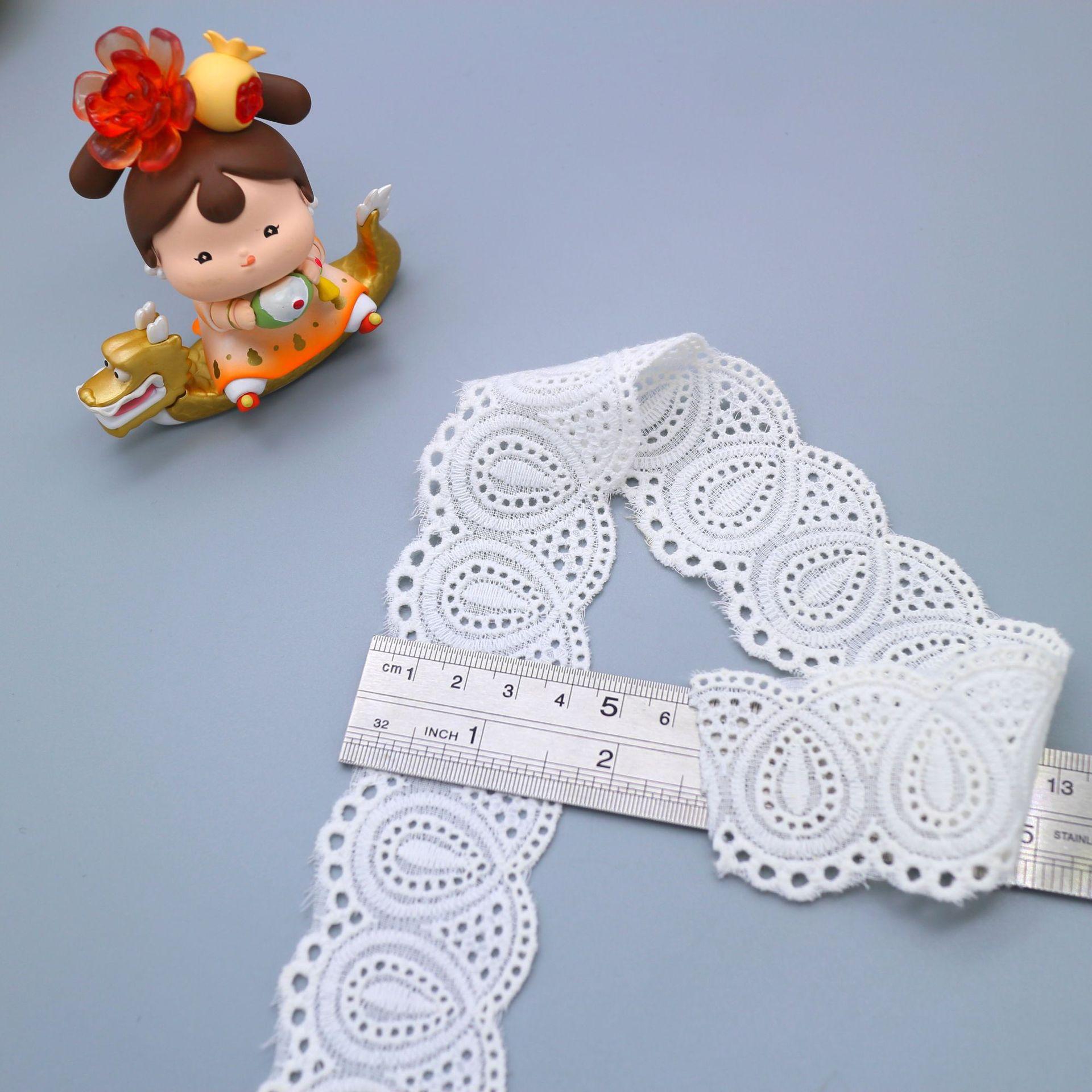 Хлопковый Край Двустороннее Кружево Кружевные Аксессуары, Юбка Юбка Одежда Полый Хлопковый Шнур Хлопковое Кружево OL2408