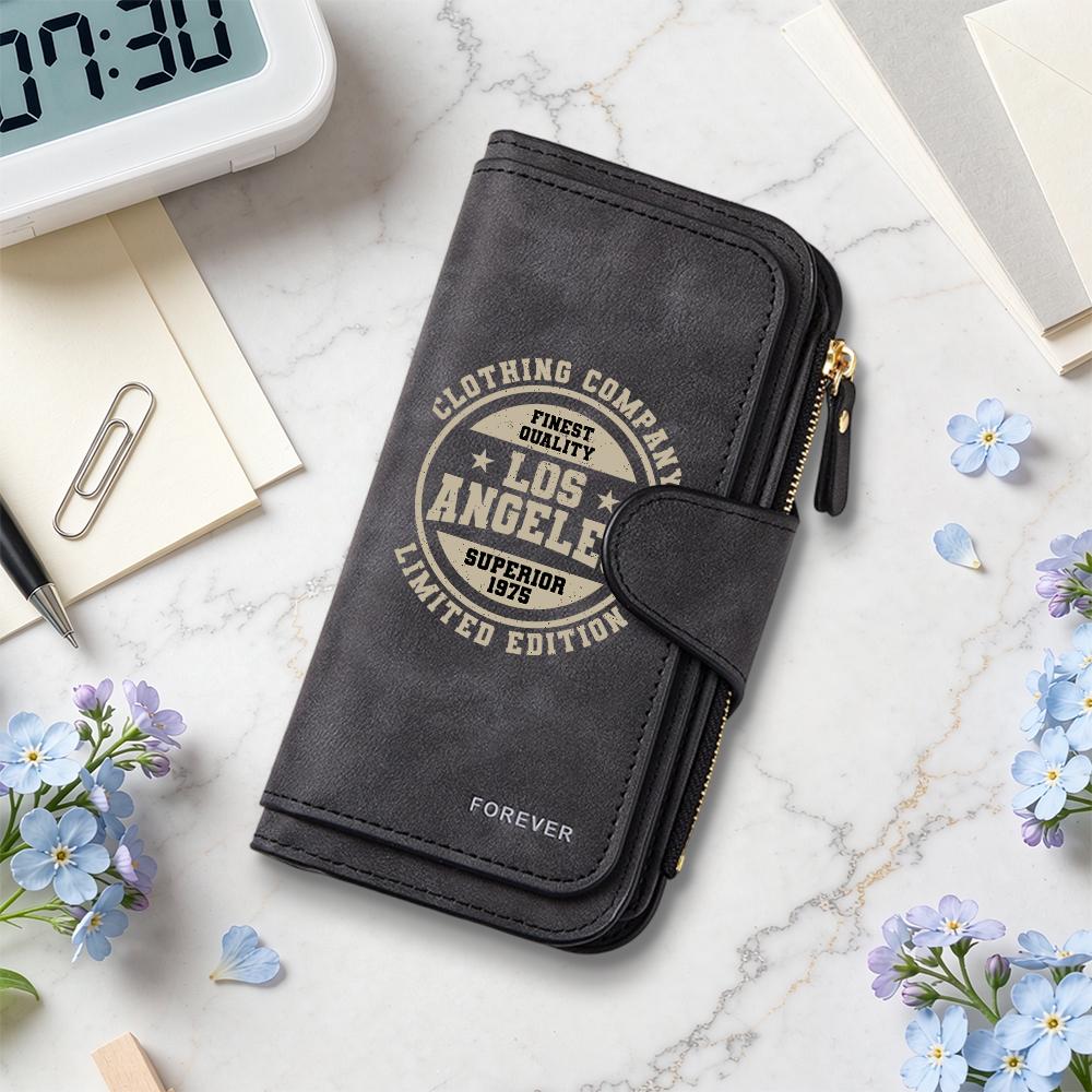 Vintage Los Angeles Long Wallet for Men Fashion Portable Card Holder Soft Casual Daily Purse