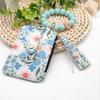 PU Leather Boho Beaded Wallet Keychain Multifunctional Floral Pattern Decorated Wristlet Keychain Wallet Portable