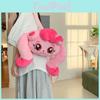 Pony Plush Pink Doll Backpack Top Handle Open Pocket Girls School Student Bags