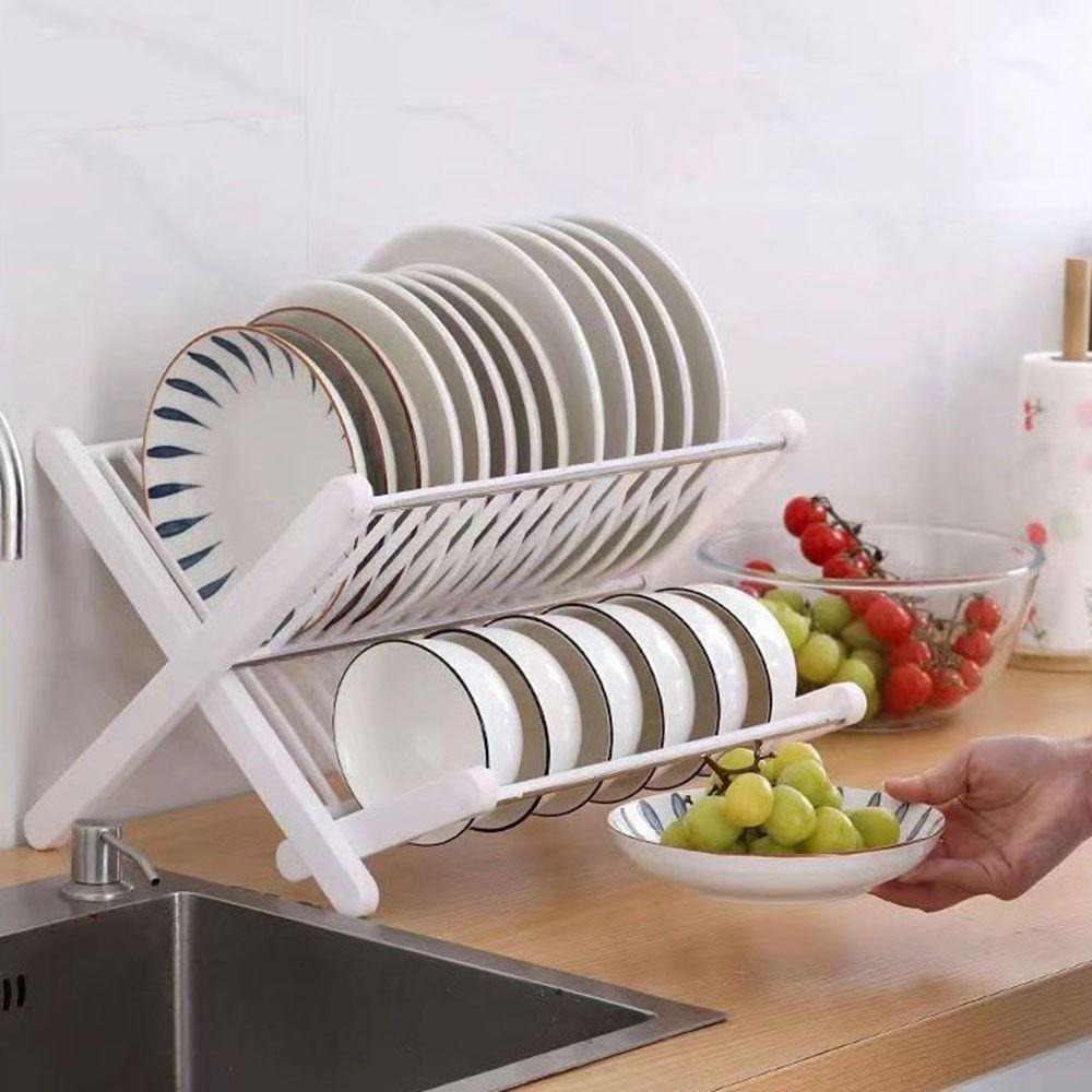 X-Type Folding Bowl Draining Stand Large Capacity Dish Drying Rack Foldable Drain Rack  Kitchen