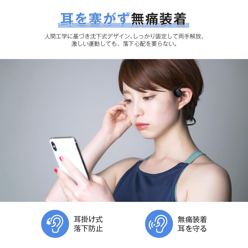 Wireless Earbuds, Open-Ear, Bone Conduction Earphones, Evolution of Bluetooth, Air Conduction, Ultra-Lightweight at 14g, 12 Hours of Continuous