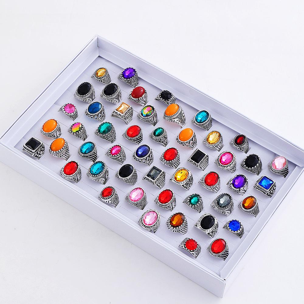 10/20/30/50 Pezzi Anelli Colorati in Vetro Retrò per Donne Uomini Colore Misto Gioielli Vintage Regali per Feste Stile Misto