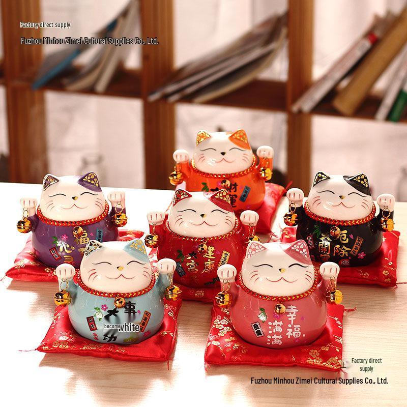 Large Ceramic Lucky Cat Ornament: Creative Piggy Bank & Home Decoration Gift