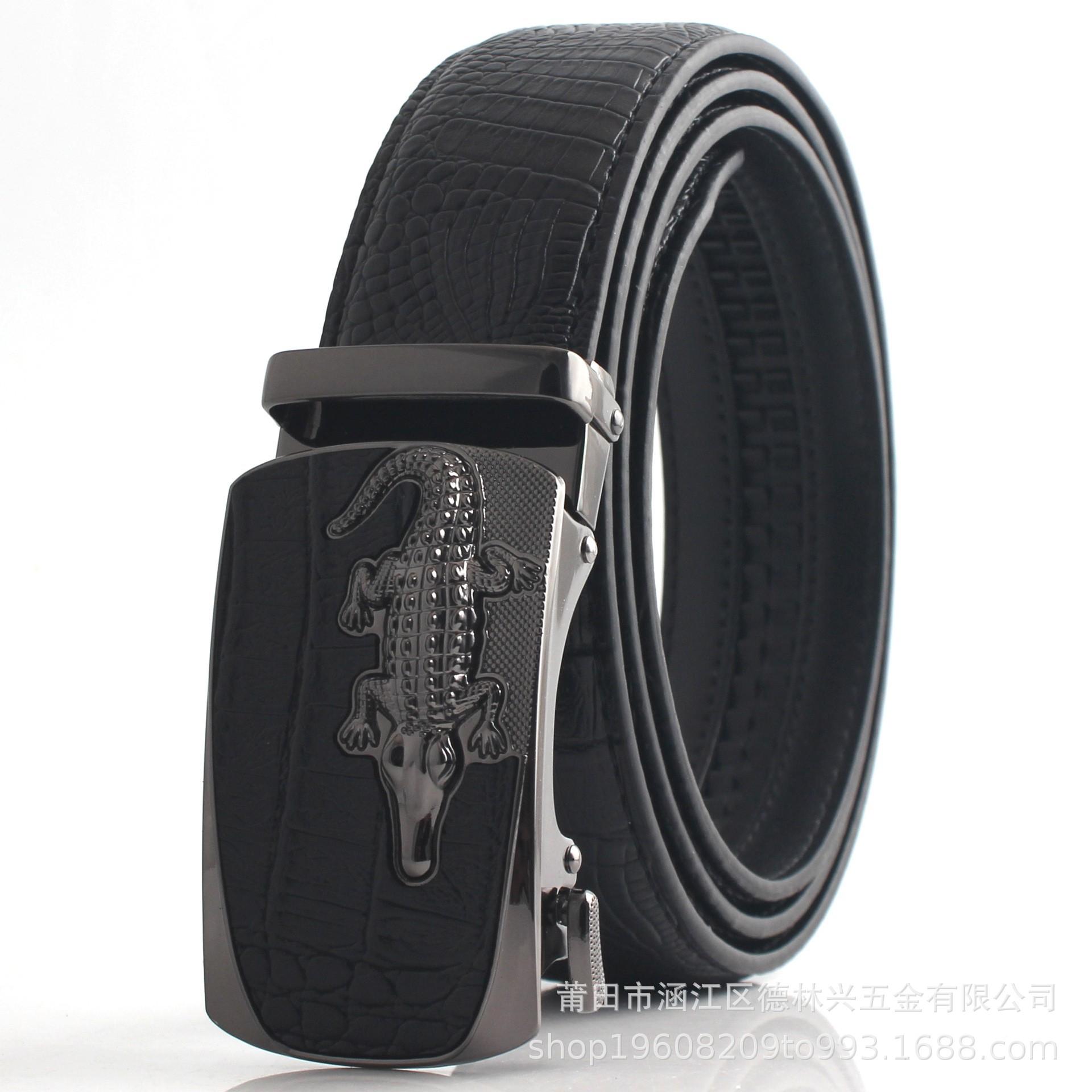 

Чоловічий шкіряний ремінь Delingxing із крокодилячим візерунком. Комфортний діловий ремінь. Високоякісний двошаровий ремінь для брюк із коров’ячої шкіри