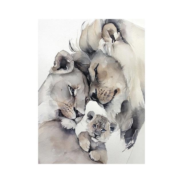 Modern wall art poster with animals, loving lion, family, canvas, painting, print for the living room, painting, decoration for the house, cuadros