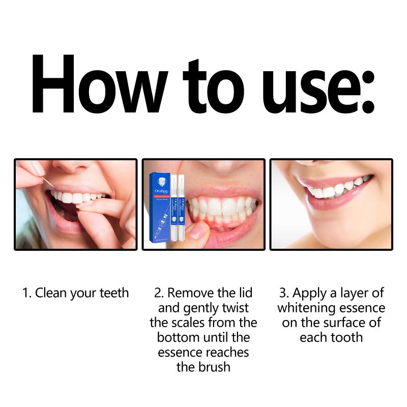 

3mlx2 Teeth Whitening Stain Remover Brightening Gel Pen Effective Remove Plaque Stains Oral Teeth Care Pen Teeth Whitening Tools one size