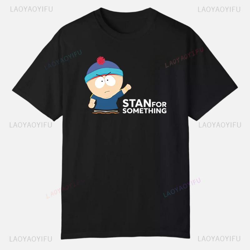 S-South Park Vlastní oblečení Vtipná trička s potiskem Bavlněná trička s krátkým rukávem Jednobarevná trička Oblečení Pánské Streetwear Grafické tričko