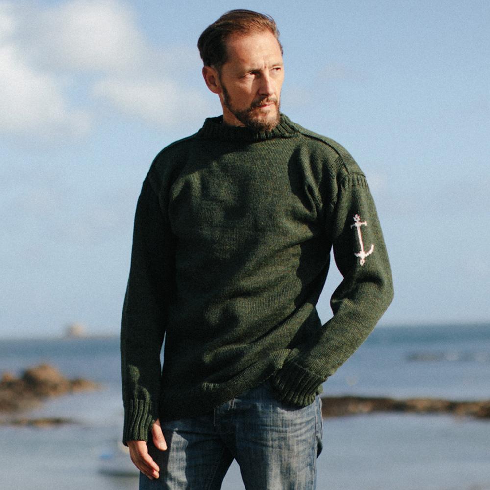 Geonjiulleunseu Fisherman Whole Garment Sweater - Roden Green