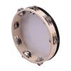 10 Inch Wooden Rdiant Tambourine Handbell Hand   with Double Row Jingles Reflective   Head Percussion Instrument Musical Toy