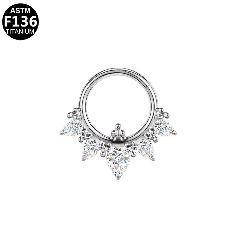Temperament F136 Titanium Alloy Amethyst Inlaid Nose and Ear Ring Jewelry.