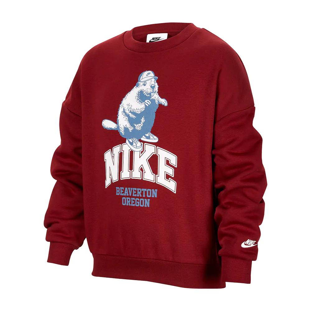 Nike Sportswear Big Kids Knit Crew Neck Long Sleeve Sweatshirt Pink Purple HV1746-677 XL