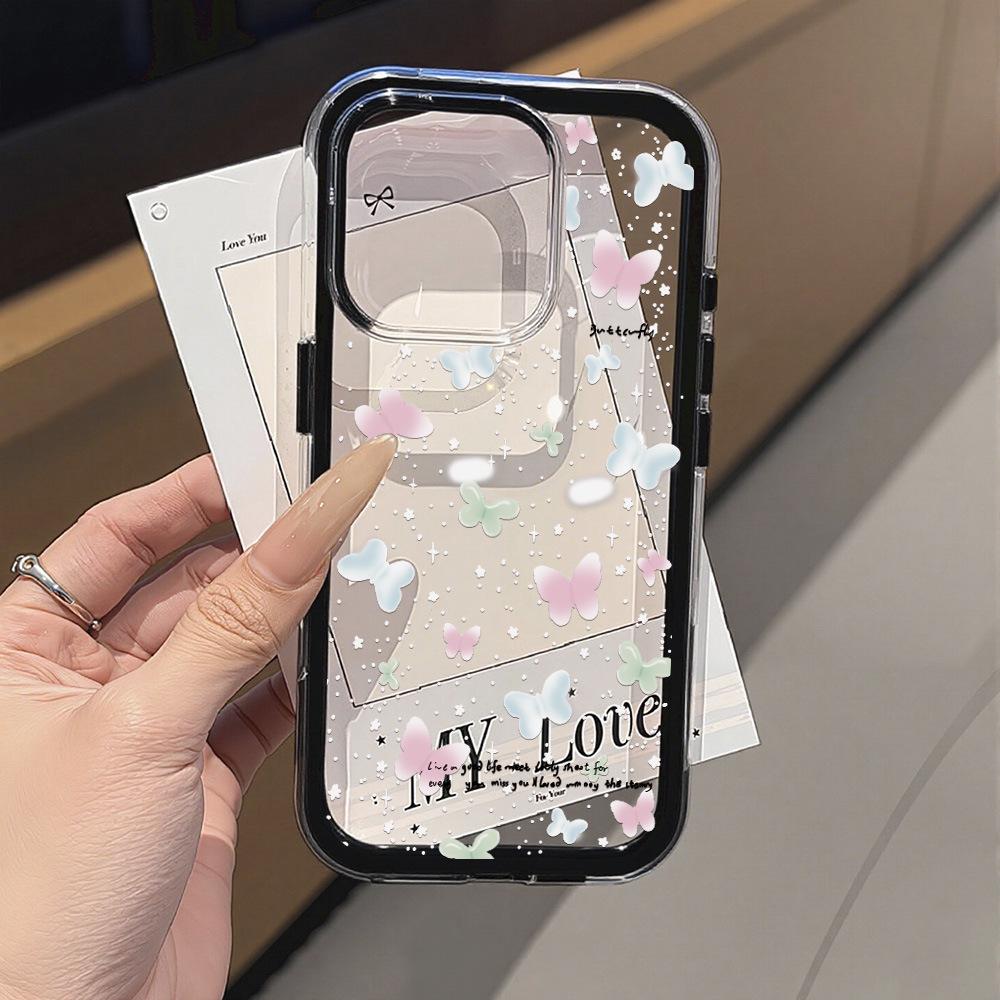 Korean Minimalist Butterfly Full Screen iPhone 17 ProMax Case, Drop-Proof with Large Holes