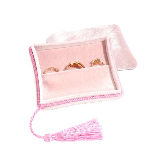 Boîte à Bijoux en Velours Petite Boîte à Bijoux de Voyage avec Breloque Pendentif à Gland Organisateur de Bijoux Portable pour Femmes pour Bagues Bracelets Boucles d'Oreilles