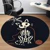 1pc Cat Skeleton Office Round Area Rug,  Mat Suitable For Office, Under Office Chairs Bedroom Living Room Home Decor, Room Deco
