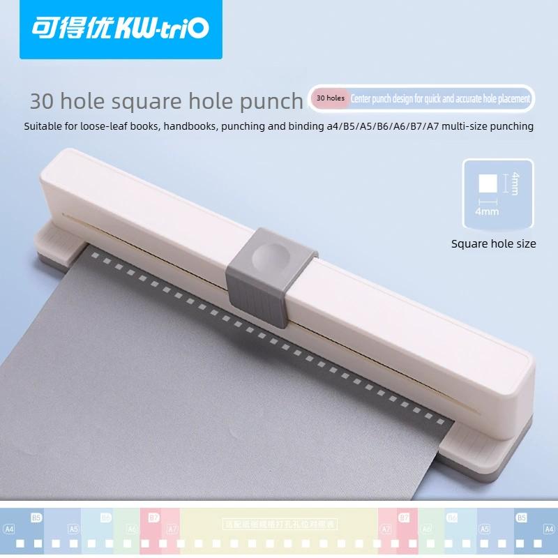 KW-Trio 30 Hole A4 B5 A5 B6 A6 Loose Leaf Punch Notebook Planner Paper Hand Push Perforated Puncher School Supplies Stationery
