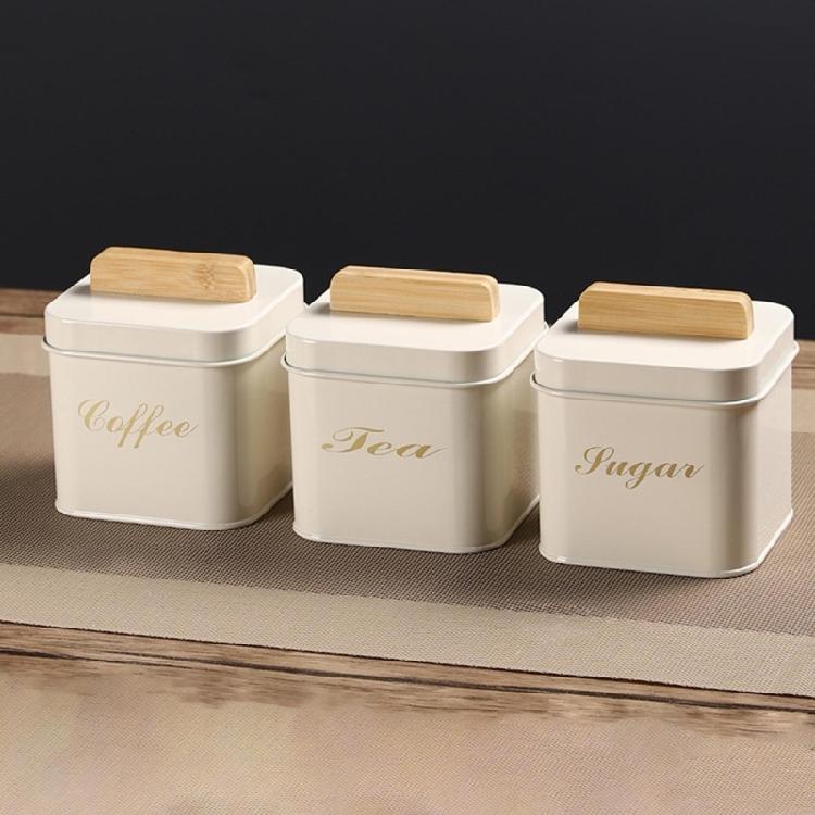 Bamboos Lid Canister For Coffee Bean Loose Teas and Candy Food Storage Container Jar Kitchen Organization Tool