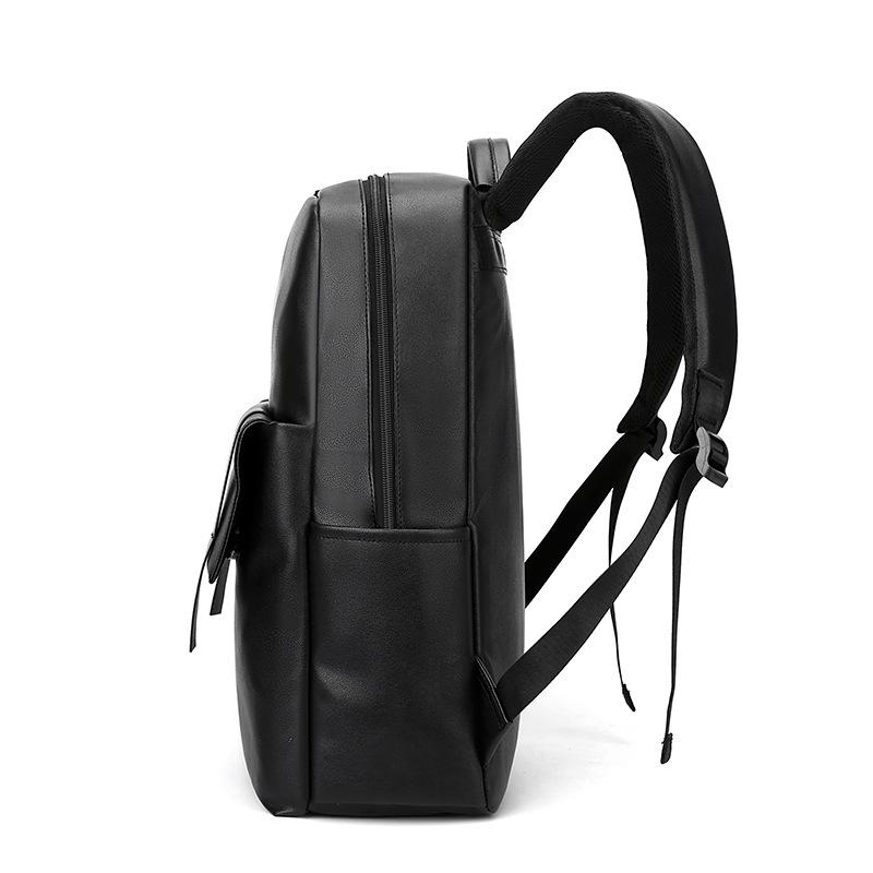Men's Backpack Simple and Fashionable Travel Backpack Business Computer Bag Pu Texture Trendy Paired with Casual Backpack
