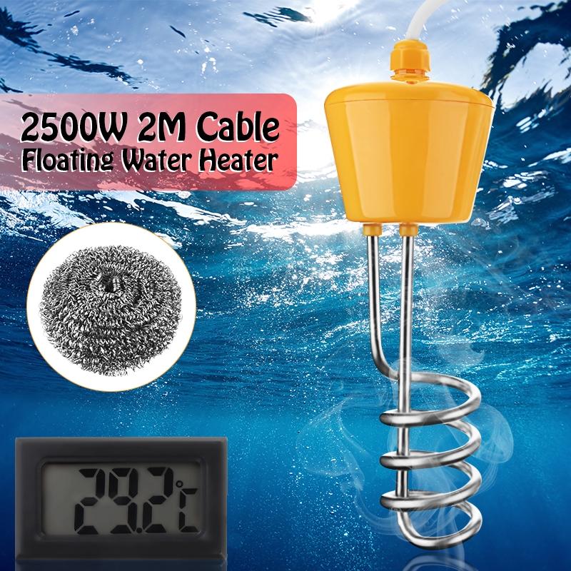 220V Bathtub Swimming Pool Floating Water Heater Element with Thermometer Rust-proof Corrosion Resistant Safety 2500W