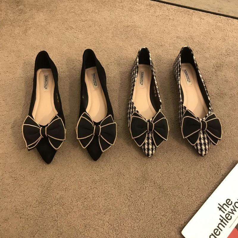 Fashion Flat Shoes for Women 2025 New Butterfly Bow Big Size Pointed Toe Shoes for Women Flat Spring and Autumn Work Shoes Loafers Women