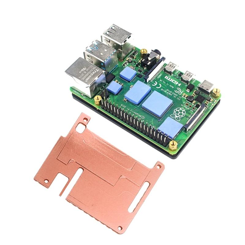 For Raspberry Pi 4 Pure Copper Heatsink Protective Case Passive Cooling Shield For Pi 4B Mod Metal Outer Shell Kit