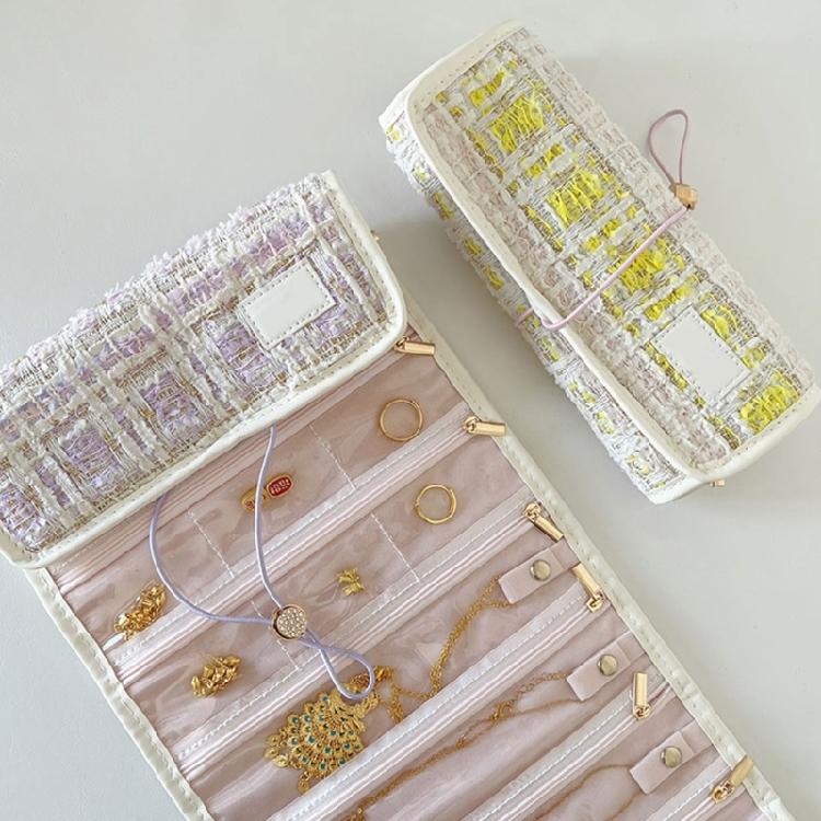Sustainable Fabric Jewelry Organiser for Women Portable Multi Compartment Storage Bag For Necklaces Earrings
