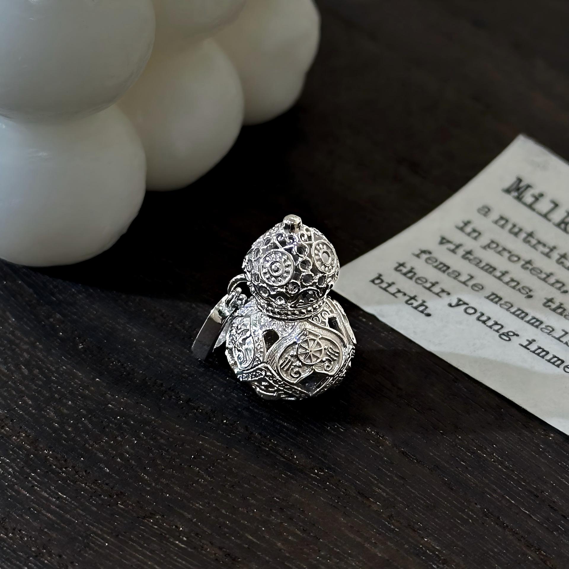 Chinese Style S925 Sterling Silver Hollow Gourd Pendant Necklace - Women s Auspicious Eight Treasures Charm