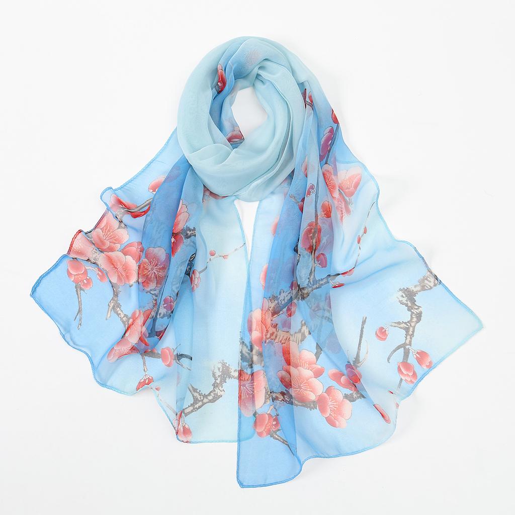 New Beauty Floral Printed Georgette Hijab For Women Thin Soft Scarf Shawl Wrap Middle East Summer Beach Sunscreen Thin Headscarf