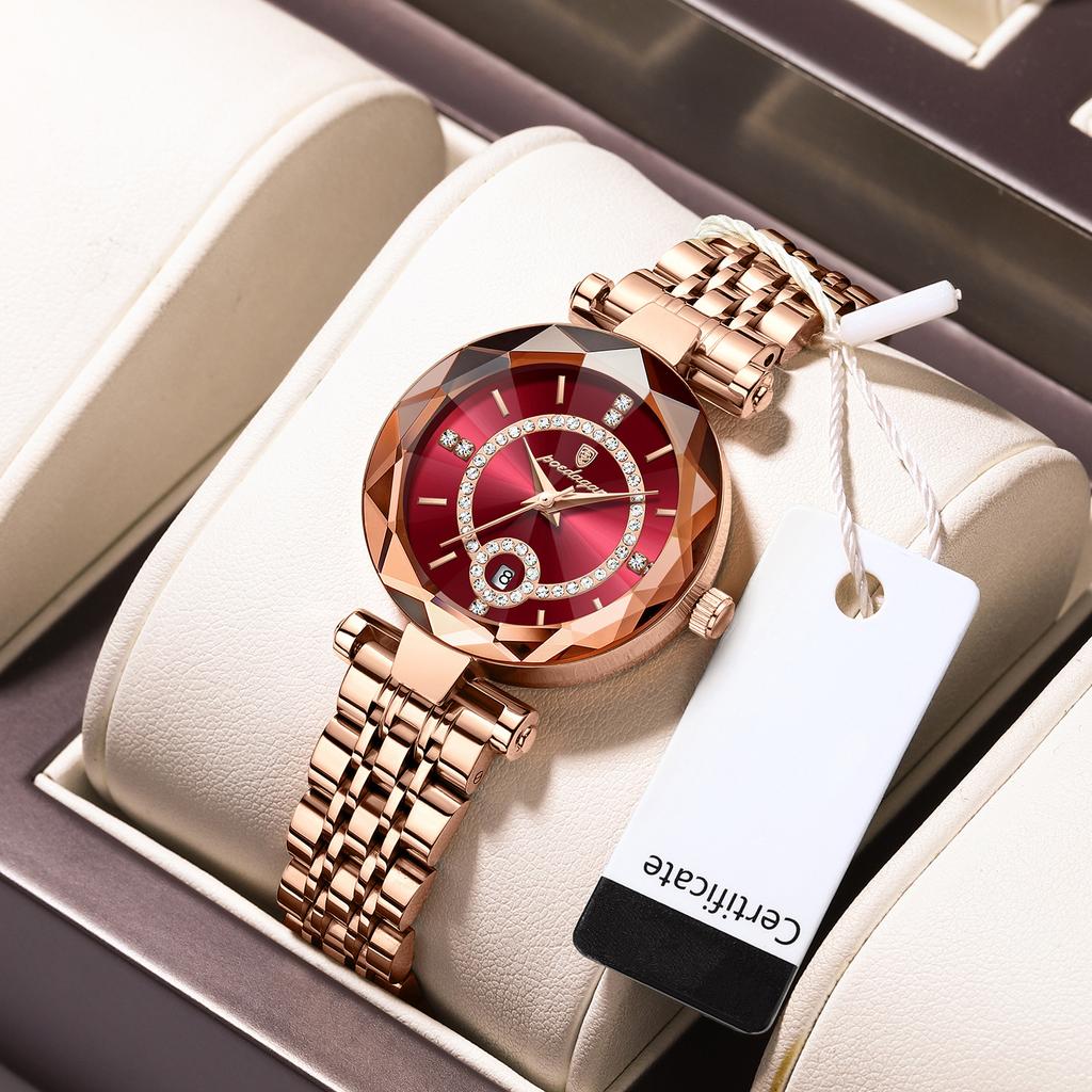 Ceas de doamnă ultra subțire rezistent la apă de marcă de top Ceas de cuarț de lux Ceas de diamant din oțel inoxidabil din aur roz pentru femei