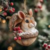 Winter Fairy Tale Tree Baubles Pine Cone Animal Christmas Ornaments, 2D Flat Acrylic Forest Xmas Pendant, Small Exchange Gifts for Cute Hedgehog