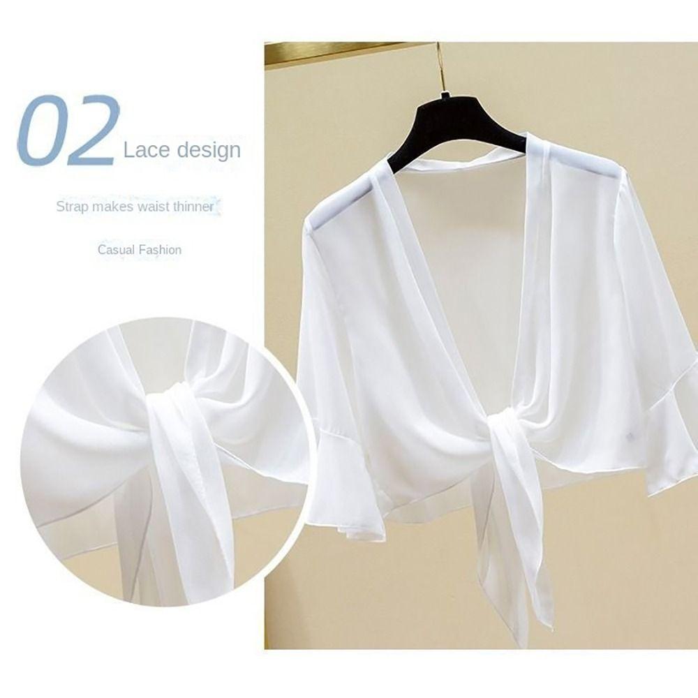 Short Tulle Shawl Chiffon Women Tops Thin Jacket Sun Protection Clothing Women