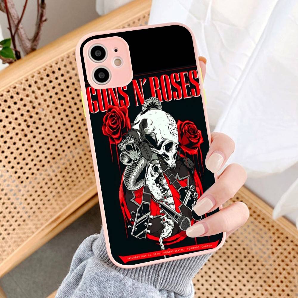 

GUNS N ROSES For iPhone 15 16 Pro Max 11 12 13 14 XS XR X Plus 16E Matte Translucent Phone Cover iphone 14 plus