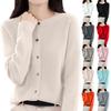 Women's Buttoned Round Neck Cardigan , Outerwear Knit Sweater