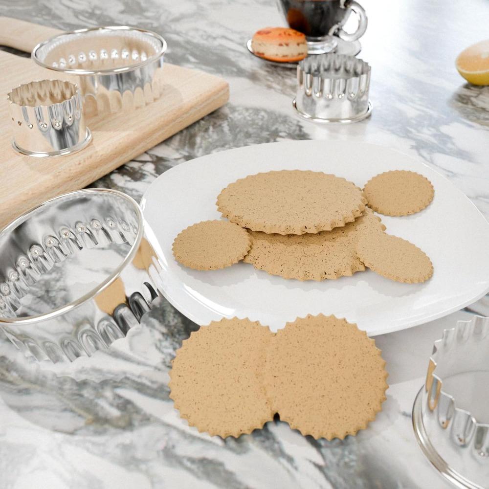 6Pcs Rust-proof Wavy Hem Biscuit Cutter Hand Press Type Dumpling Skin Cutting Mold  Cake