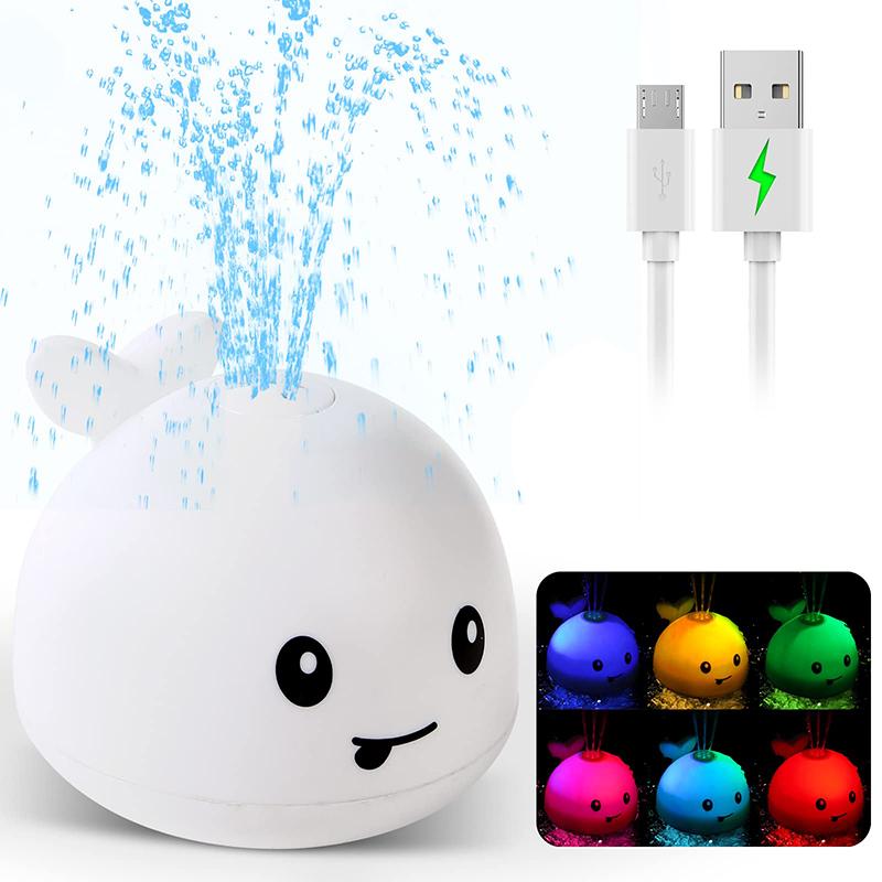 Upgraded Baby Rechargeable Bath Toy with Waterproof Light Up Whale Spray Water Bathtub for Toddlers Kids Pool Bathroom Toys