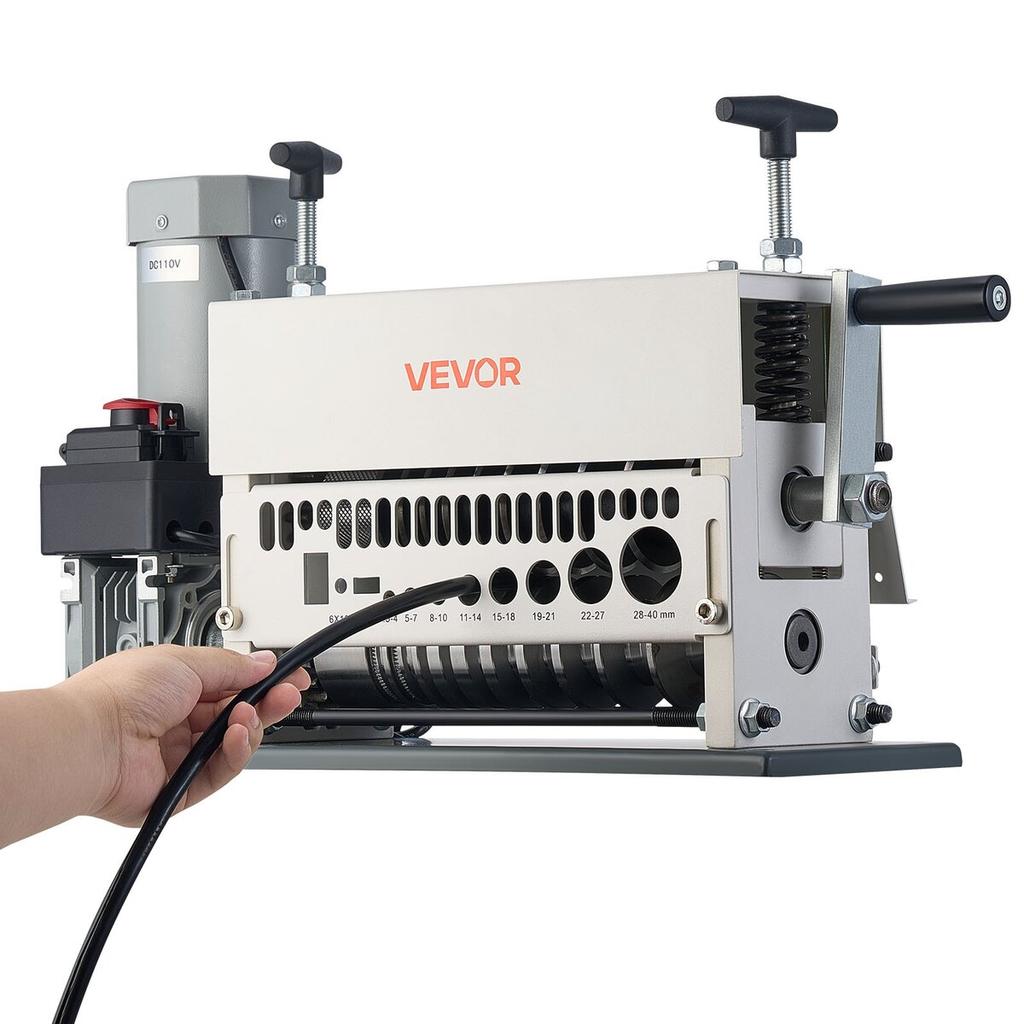 Electric Wire Stripper Machine, 1.5-40 Mm, 11 Channel Automatic Copper Cable Stripper, 370W Wire Stripper Tool with Manual Hand Crank Mode, Emergency