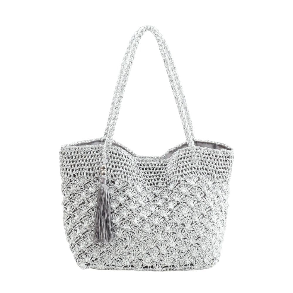 

Cuco Metallic Knit Tote Bag 2513112001 Silver (906)