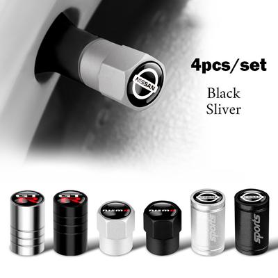 4PCS Car Badges Wheel Tire Valve Caps Air Stem Covers Auto Accessories For Qashqai J11 Patrol Rogue T32 Xtrail Juke Kicks