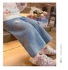 Bestickte Stern & Schleife Weitbeinige Jeans für Mädchen - Koreanischer Stil, Frühling/Herbst