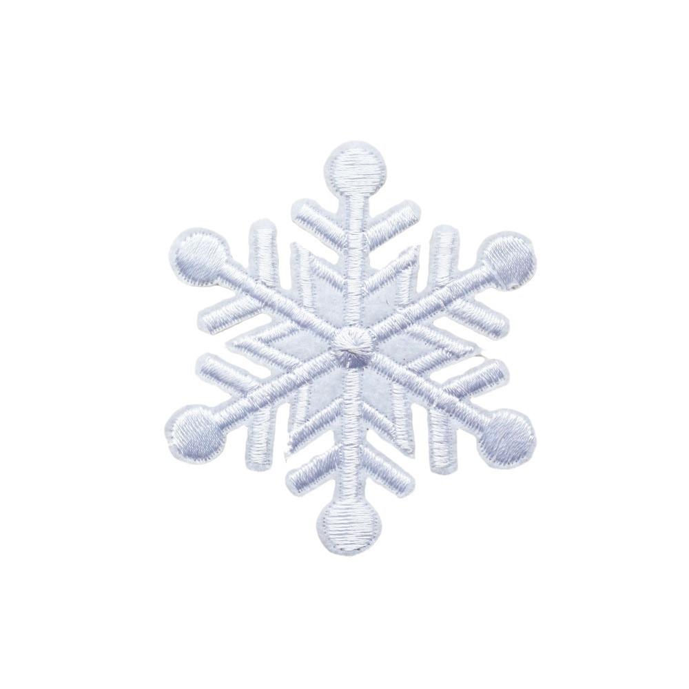 White Snowflake Embroidered Fabric Patch - Adhesive Backing for Coat & Pants Decor