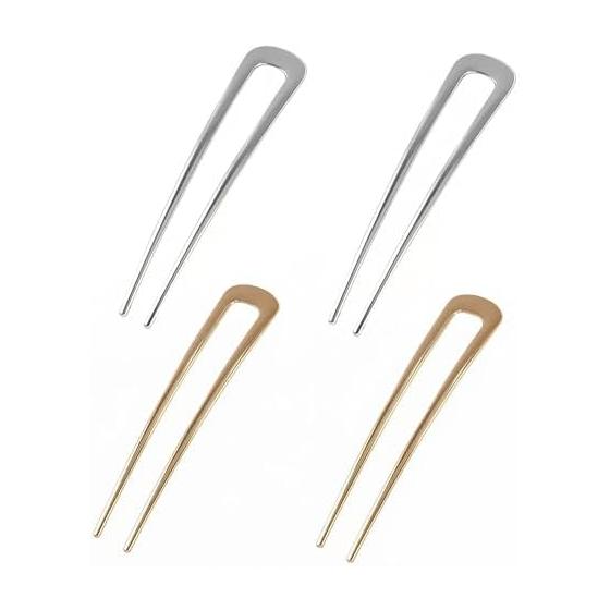 Frenflu U-Shaped Hairpins, 4-Piece Set, Simple Retro Hair Accessories, Hair Ornaments, Hair Clips, Japanese Style Accessories for Women s Dresses,