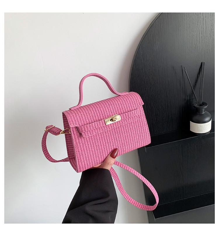 

Retro Texture Solid Color 2023 New Trendy Fashion Casual Simple Popular Hand-held Crossbody Single Shoulder Small Square Bag Black рожевий