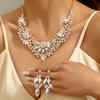 Exquisite Bridal Jewelry Set: Bold Diamond Flower Necklace & Earrings for Women